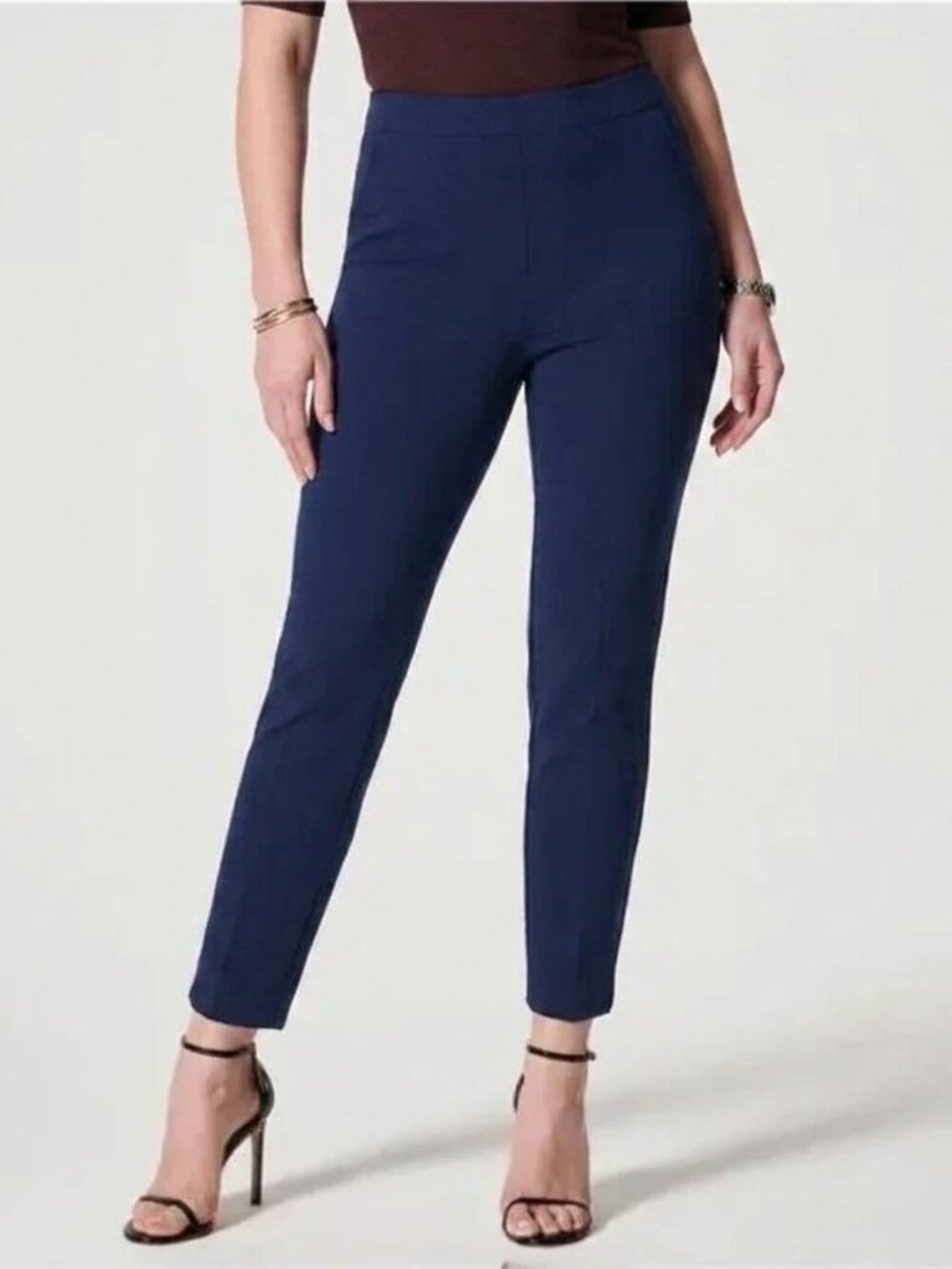 SPANX On-The-Go Ankle Slim Straight Pants Size M in Navy Blue